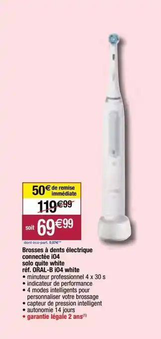 Migros Brosse à dents électrique connecté io4 solo quite white offre