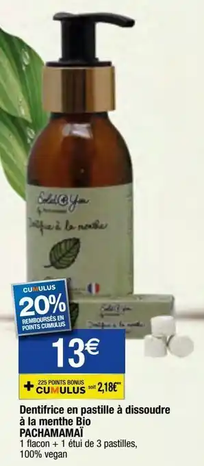 Migros Dentifrice en pastille à dissoudre à la menthe bio pachamamaï offre