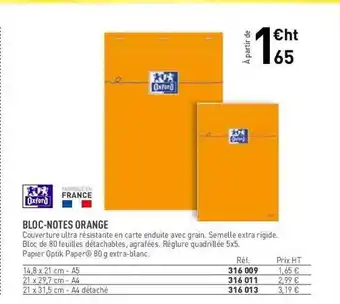 Hyperburo Bloc-notes oranges oxford offre