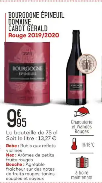 Bi1 Bourgogne épineuil Domaiune Cabot Gérald offre
