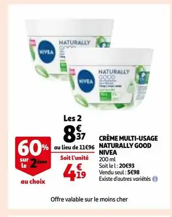 Auchan Supermarché Crème multi-usage naturally good nivea offre