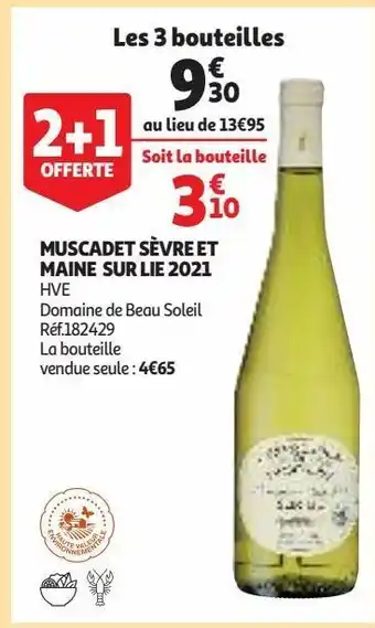 Auchan Supermarché Muscadet sèvre et maine sur lie 2021 offre