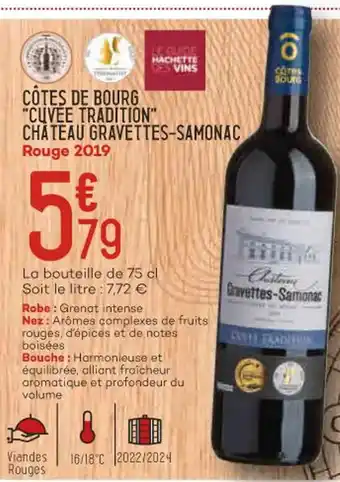 Bi1 Côtes de bourg "cuvée tradition" château gravettes-samonac offre