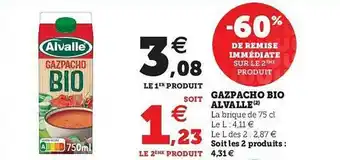 Hyper U Gazpacho Bio Alvalle -60% De Remise Immédiate Sur Le 2ème Produit offre