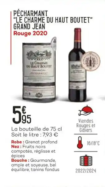 Bi1 Pécharmant "le charme du haut boutet" grand jean offre