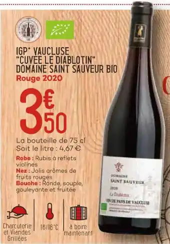 Bi1 IGP vaucluse "cuvee le diablotin" domaine saint sauveur bio offre
