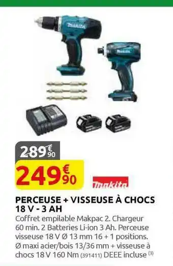 Rural Master Perceuse + Visseuse à Chocs 18 V - 3 Ah offre