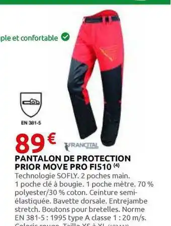Rural Master Pantalon De Protection Prior Move Pro F1510 Francital offre