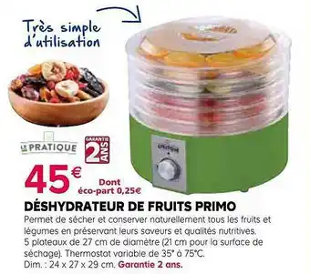 Déshydrateur De Fruits Primo Le Pratique