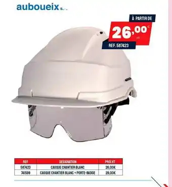 Casque Chantier Blanc, Casque Chantier Blanc + Porte-badge