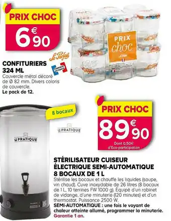Kiriel Stérilisateur Cuiseur électrique Semi-automatique 8 Bocaux De 1 L, Confituriers 324 Ml offre