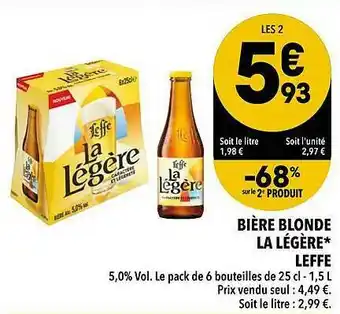Supeco Bière Blonde La Légère Leffe offre