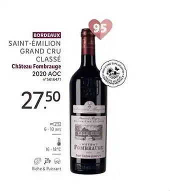 Lidl Saint-émilion grand cru classé château fombrauge 2020 aoc offre