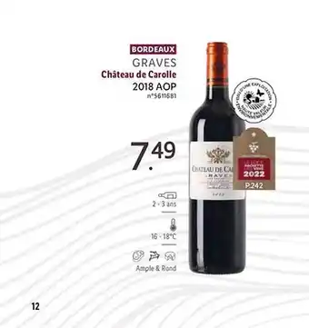 Lidl Graves château de carolle 2018 aop offre