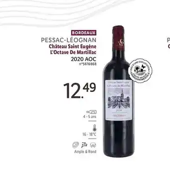 Lidl Pessac-léognan château saint eugène l'octave de martillac 2020 aoc offre
