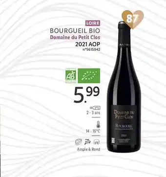 Lidl Loire bourgueil bio domaine du petit clos 2021 aop offre