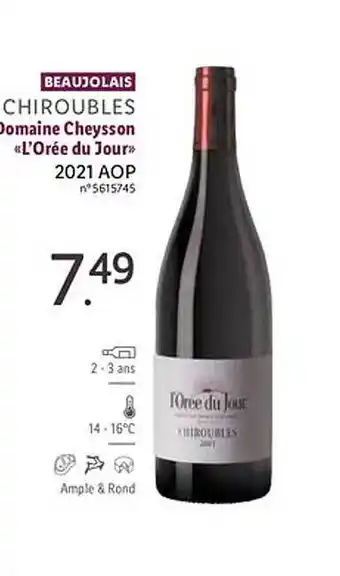 Lidl Beaujolais chiroubles domaine cheysson offre