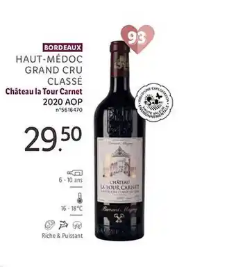 Lidl Haut-médoc grand cru classé château la tour carnet 2020 aop offre