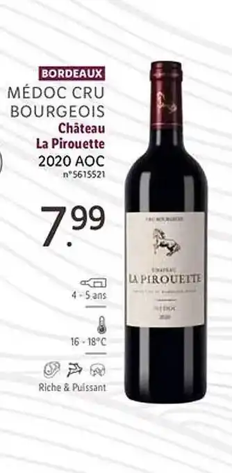 Lidl Médoc cru bourgeois château la pirouette 2020 aoc offre