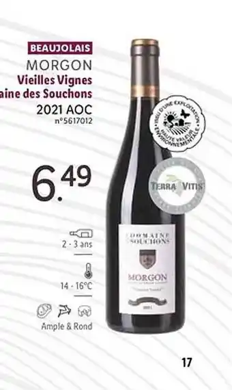 Lidl Beaujolais morgon vieilles vignes domaine des souchons 2021 aoc offre