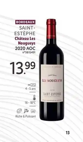 Lidl Saint-estèphe château les nougueys 2020 aoc offre