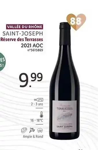Lidl Vallée du rhône saint-joseph réserve des terrasses 2021 aoc offre