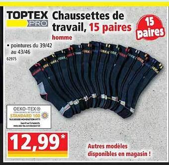 Norma Toptex pro chaussettes de travail 15 paires offre