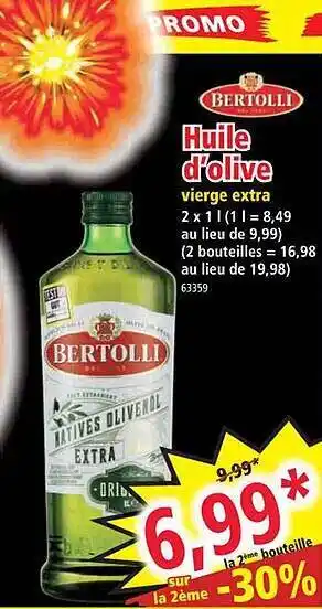 Norma Huile d'olive vierge extra bertolli offre