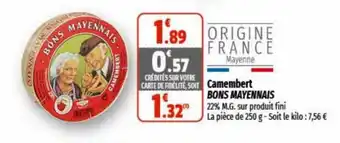 Coccimarket BONS MAYENNAIS camembert offre