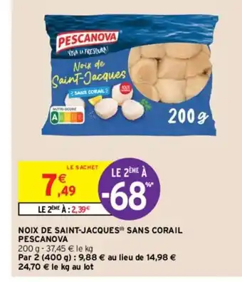 Intermarché Hyper Pescanova Noix de saint-Jacques Sans Corail offre