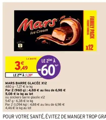 Intermarché Hyper Mars Barre Glacée x12 offre