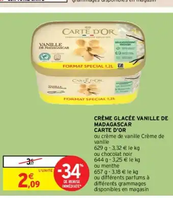 Intermarché Hyper Crème glacée Vanille de Madagascar Carte d'Or offre