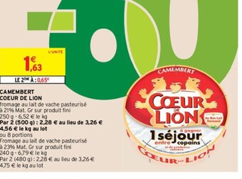 Intermarché Hyper Camembert Coeur de Lion offre