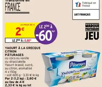 Intermarché Hyper Yaourt à La Grecque Citron Pâturages offre