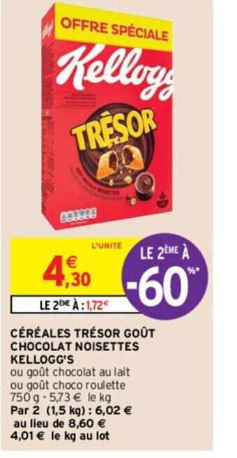 Céréales trésor Goût Chocolat Noisettes Kellogg's