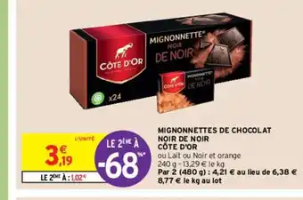 Intermarché Hyper Mignonnettes de Choolat Noir de noir Côte d'Or offre