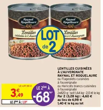 Intermarché Hyper Lentilles Cuisinées à l'Auvergnate Raynal Et Roquelaure offre