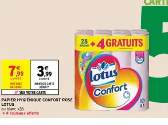 Intermarché Hyper Lotus Papier Hygiénique Confort Rose offre