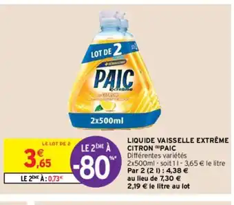 Intermarché Hyper Paic Liquide Vaisselle Extrême Citron offre