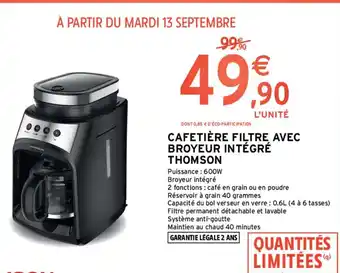 Intermarché Hyper Cafetière avec broyeur intégré Thomson offre