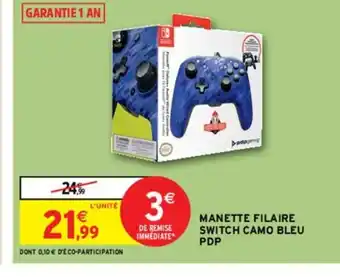 Manette Filaire Switch Camo Bleu PDP