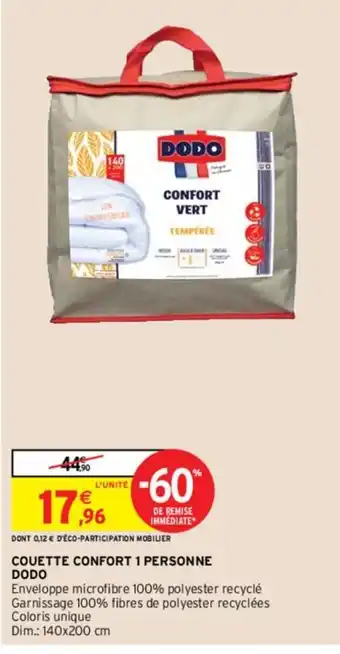 Intermarché Hyper Dodo Couette Confort 1 Personne offre