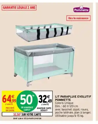 Intermarché Hyper Pommette Lit Parapluie Evolutif offre