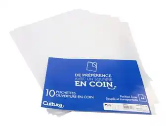 Cultura Lot de 10 pochettes non-perforées a4 - plastique transparent - cultura offre