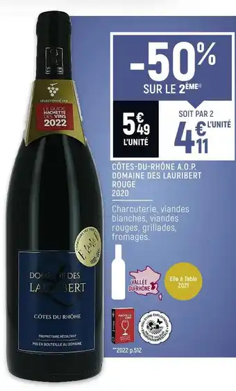 Petit Casino Domaine des lauribert côtes-du-rhône a.o.p. rouge 2020 offre
