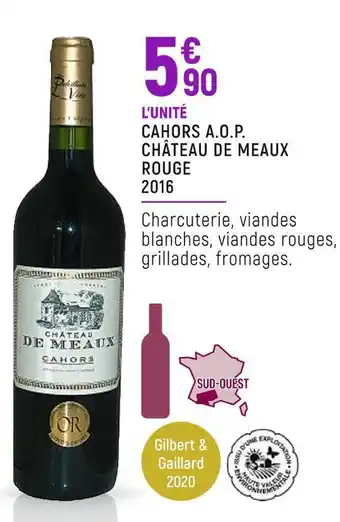 Spar Château de meaux cahors a.o.p. rouge 2016 offre