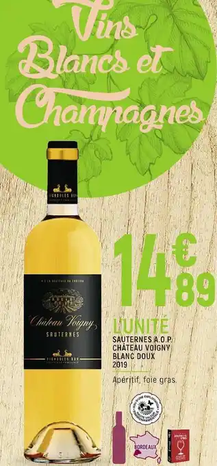 Spar Château voigny sauternes a.o.p. blanc doux 2019 offre