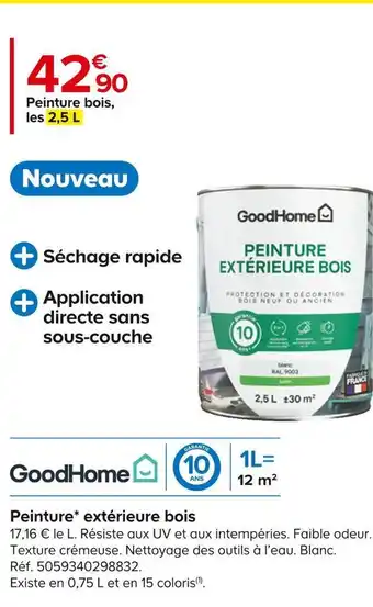 Castorama Goodhome peinture extérieure bois offre