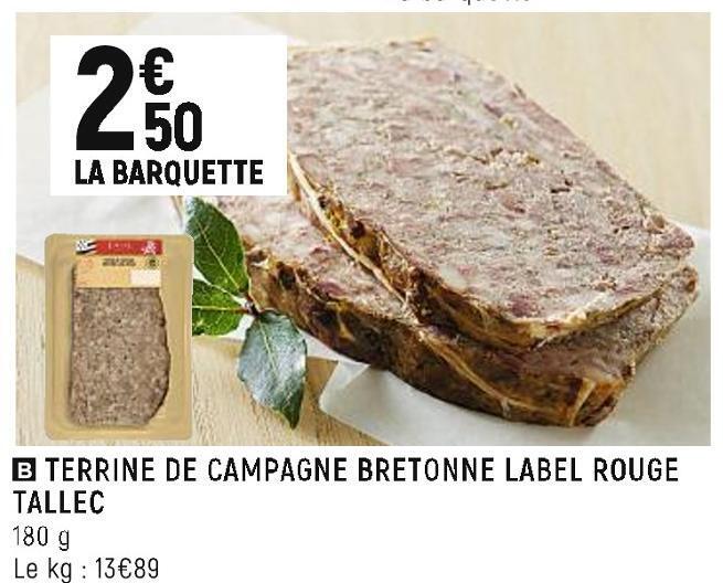 Promo Tallec terrine de campagne bretonne label rouge chez Spar