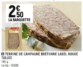 Spar Tallec terrine de campagne bretonne label rouge offre